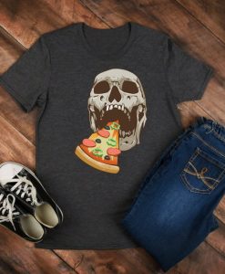 Skull Pizza Halloween T Shirt