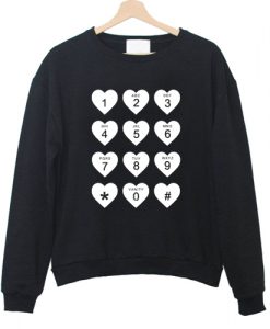 Hearts Phone Dial Pad Keypad Cellphone Fun Love Graphic Sweatshirt