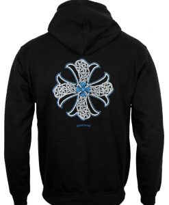 Blue Signature Cross hoodie back