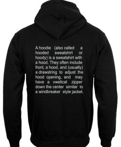 the description of a hoodie back