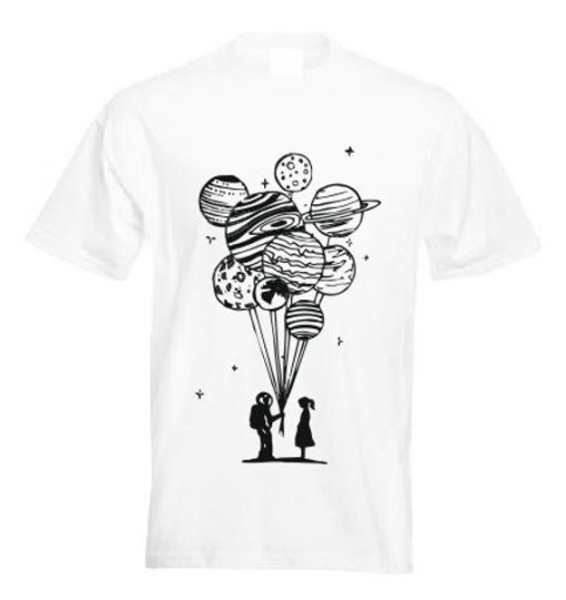 Astronaut holding planet T shirt