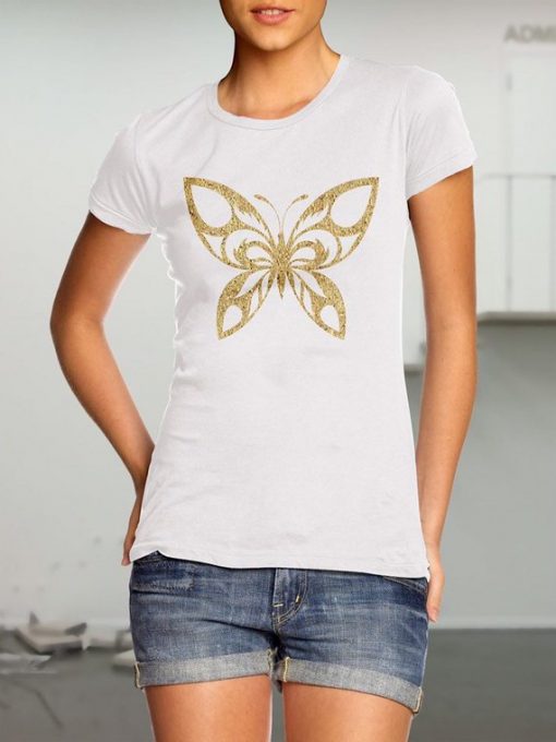 Gold Butterfly Design New Women's T-Shirt