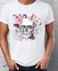 Skull Power Beautiful Rose Design New Fashion Style Men's T-Shirt