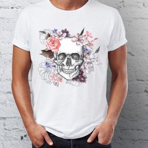 Skull Power Beautiful Rose Design New Fashion Style Men's T-Shirt