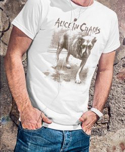 Alice In Chains DOG Men White T-shirt