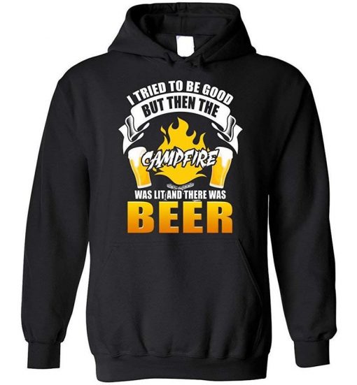 Campfire was Lit and There was Beer Funny Camping Gift Blend Hoodie