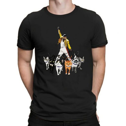 Freddie Mercury Queen and His Cats Funny Men's T Shirt