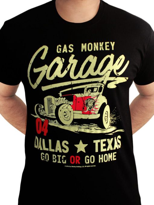 Gas Monkey Garage Go Big or Go Home Fast N Loud Official Black Mens T-shirt