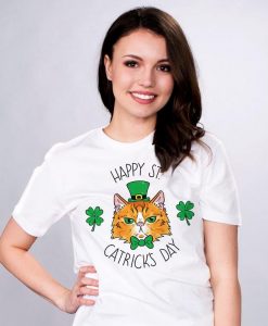 Happy St. Catricks Day, White Unisex Short Sleeve T-Shirt