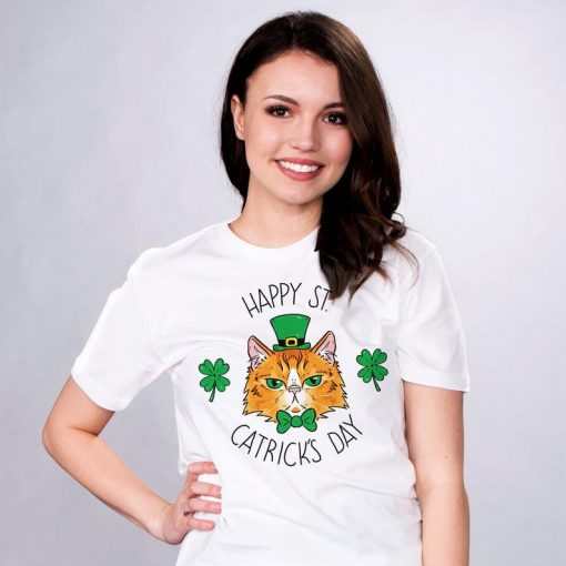 Happy St. Catricks Day, White Unisex Short Sleeve T-Shirt