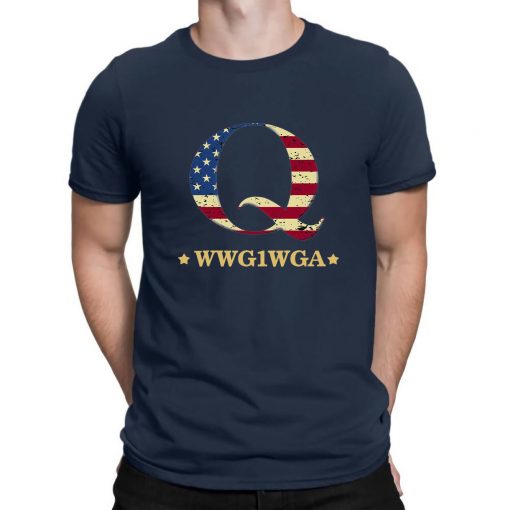 QAnon WWG1WGA Q Anon Distressed Logo Vintage T-Shirt