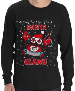 Santa Claws Ugly Christmas Sweater Crab Funny Xmas Lobster Long Sleeve T-Shirt