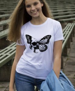 Screen printed Skull butterfly unisex T-shirt