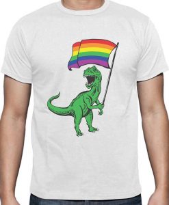 T-Rex Rawr Pride Parade Rainbow Flag T-Shirt