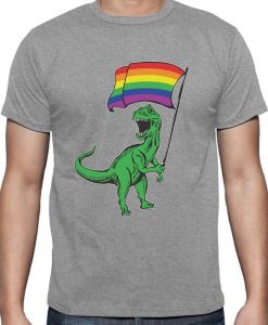 T-Rex Rawr Pride Parade Rainbow Flag T-Shirt