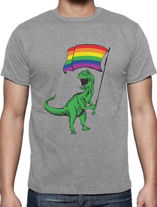 T-Rex Rawr Pride Parade Rainbow Flag T-Shirt