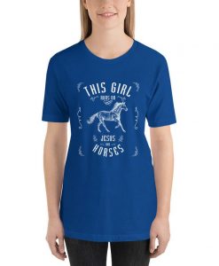 This Girl Runs on Jesus And Horses Shirt Funny Christian Girl T-Shirt