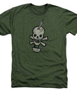 Alien Movie DEATH OR GLORY Skull Licensed Adult Heather T-Shirt