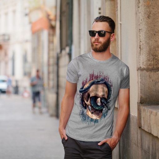 Death Snake Dead Skull Mens T-shirt,