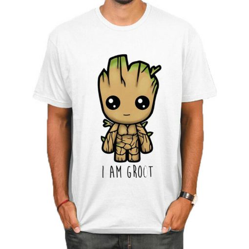 I AM Groot Cartoon Graphics Tee Shirts Cotton White T-shirts