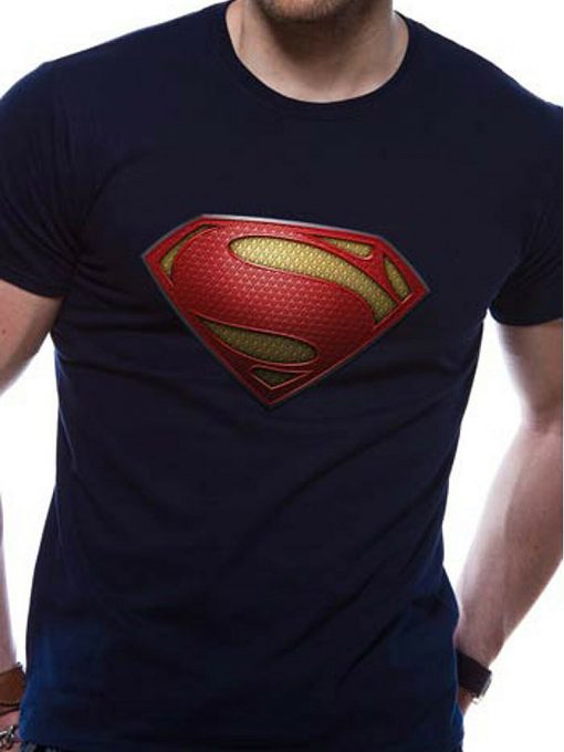 DC Comics Men's Superman Man Of Steel Textured Logo T-Shirt