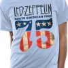 Led Zeppelin Blue 1975 American Tour Rock Official Tee T-Shirt