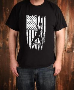 Weathered American Flag Fishing Tee Shirt