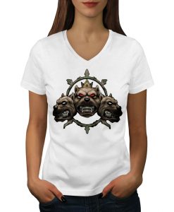 Angry Pitbull Squad Dog Women V-Neck T-shirt