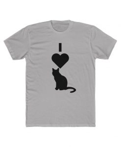 I Heart Cat Silhouette Men's Cotton Crew Tee