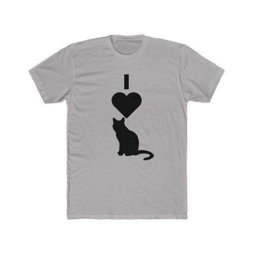 I Heart Cat Silhouette Men's Cotton Crew Tee