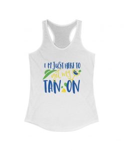 I'm Just Here To Get My Tan On Women's Ideal Racerback Tank