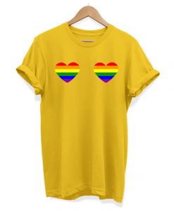 Rainbow Heart Titties - Slogan Hipster - Unisex T-shirt