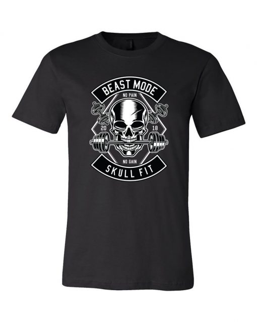 Beast Mode Skull Fit Graphic Unisex Cotton T-Shirts