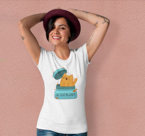 Cat Jar Antidepressant Women Cat Tshirt