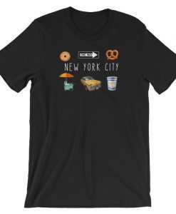 New York City Icons with Pretzel and Bagel t shirt