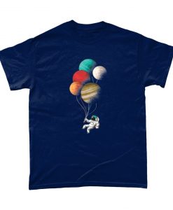 Astronaut With Planet Balloons Space Tshirt