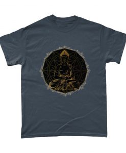 Bhudda Mandala Black & Gold Spritual T-Shirt