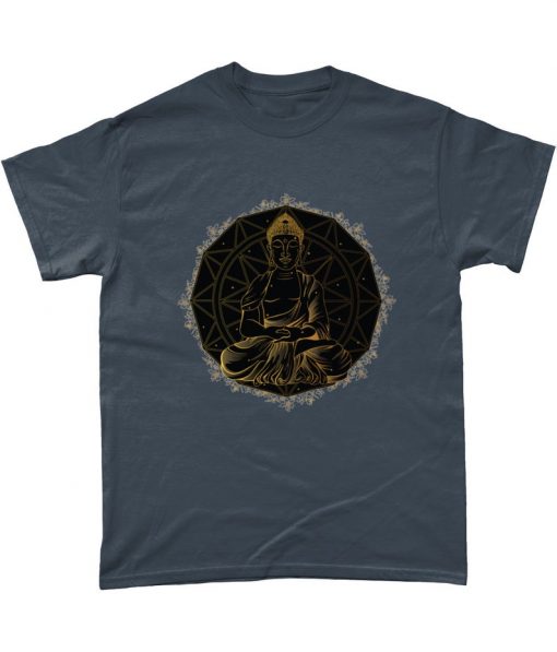 Bhudda Mandala Black & Gold Spritual T-Shirt