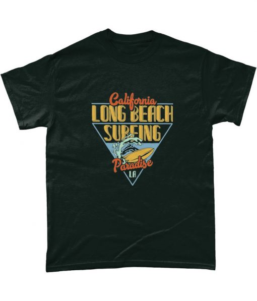 California Long Beach Surging Paradise LA Surfer Surfing T Shirt