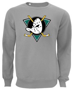 Classic Movie Mighty Ducks Team Logo Printed Unisex Gray Sweater