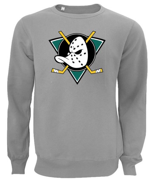 Classic Movie Mighty Ducks Team Logo Printed Unisex Gray Sweater