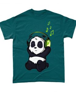 Cute Panda Listening To Music Headphones Graphic T Shirt