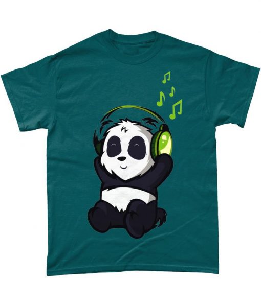 Cute Panda Listening To Music Headphones Graphic T Shirt