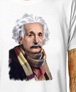 Einstein wearing the Doctor's Scarf Men’s & Women’s Tees shirt