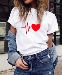Fashion Women's Loose Heart Print T-Shirt