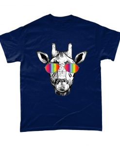 Giraffe Pride Hipster With Rainbow Glasses Gay Pride T Shirt