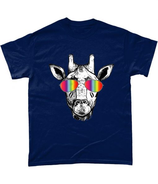 Giraffe Pride Hipster With Rainbow Glasses Gay Pride T Shirt