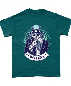 I Want Beer Skeleton Sam Graphic T Shirt