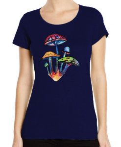 Psychedelic Shrooms Magic Mushrooms Cluster Sketch Women's High Quality T-Shirt