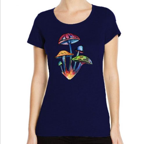 Psychedelic Shrooms Magic Mushrooms Cluster Sketch Women's High Quality T-Shirt